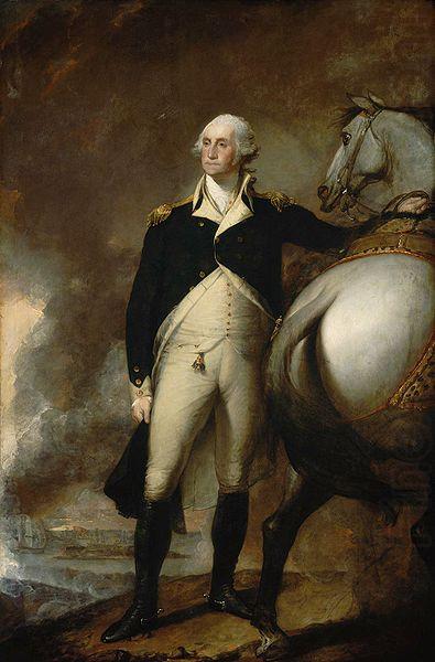 Oil on canvas portrait of George Washington at Dorchester Heights., Gilbert Stuart